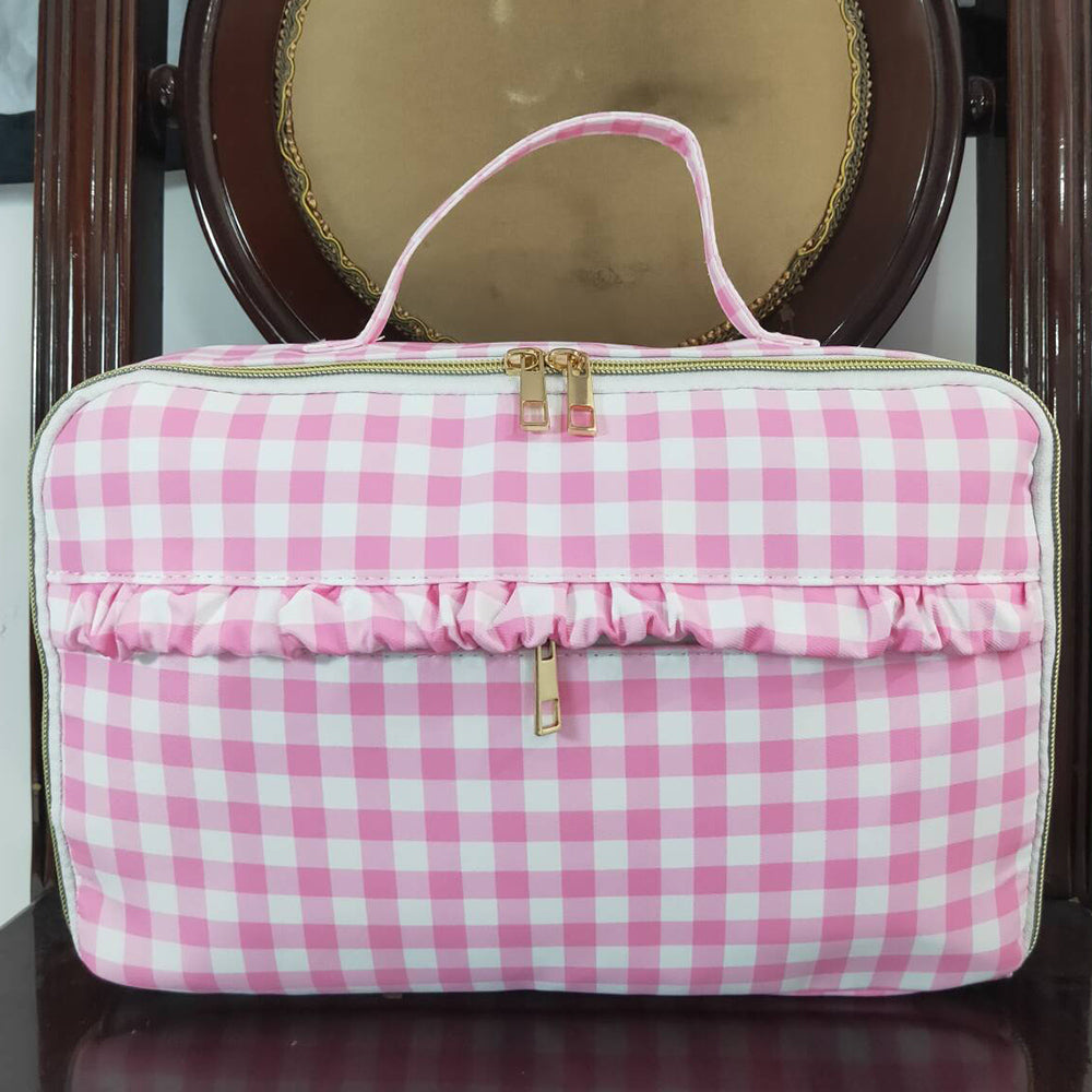 Baby Girls Lunch Boxes Back To School Pink Checkered Back Bags Lunch Boxes BA0088