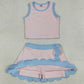 Baby Girls Clothes Sleeveless Light Pink Vest Scallop Skirt Short Yoga Active Clothes Set GSD4010