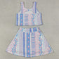 Baby Girls Clothes Blue Pink Flowers Vest Top Skirt Short Yoga Active Clothes Sets GSD1995