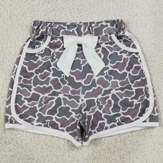 Baby Girls Shorts Dark Grey Camo Bow Pockets Shorts Bottoms SS0688