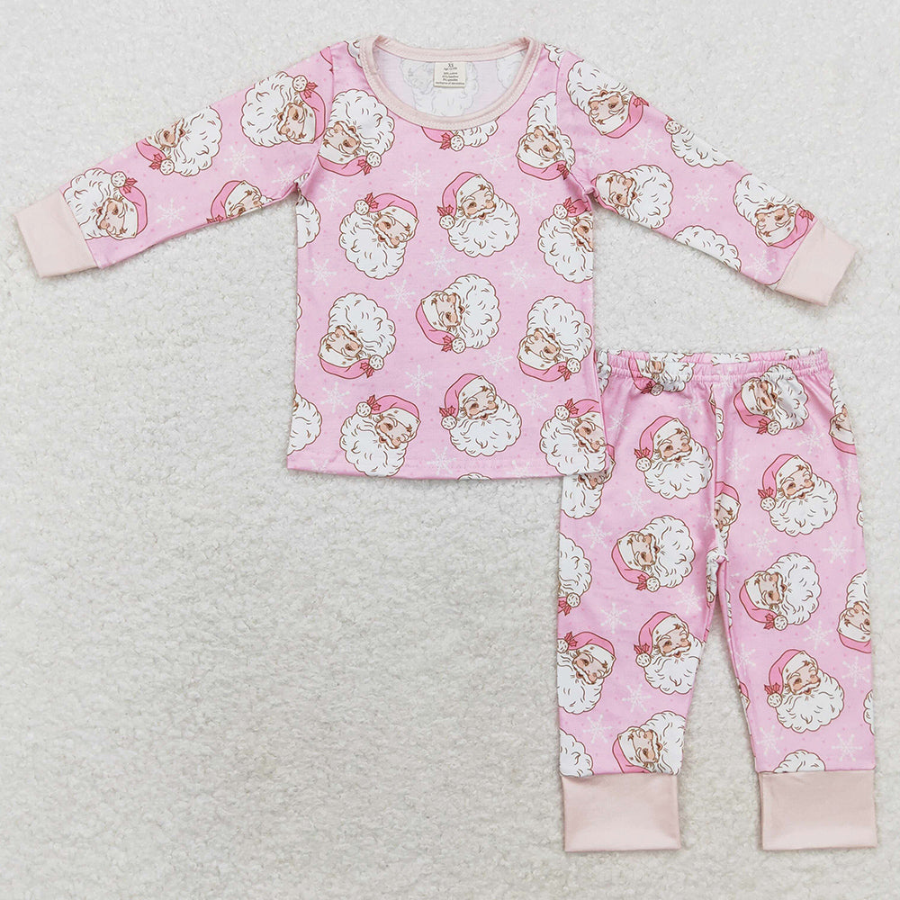 Baby Girls Pajamas Christmas Santa Claus Pink Bamboo Pajamas Sets GLP1528