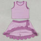 Baby Girls Clothes Pink Sleeveless Vest Scallop Skirt Short Yoga Active Clothes Set GSD4085