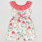 Baby Girls Jumpsuits Red Farm Checkered Summer Pockets Shorts Jumpsuits SR1301