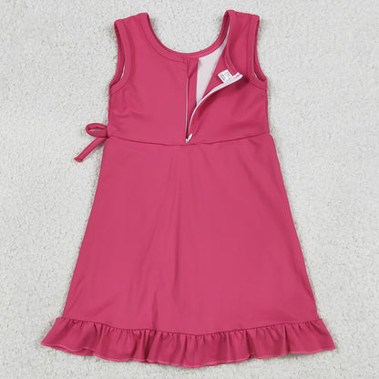 Baby Girls Dress Pink Sleeveless Yoga Active Scallop Shorts Knee Length Dresses GSD3766