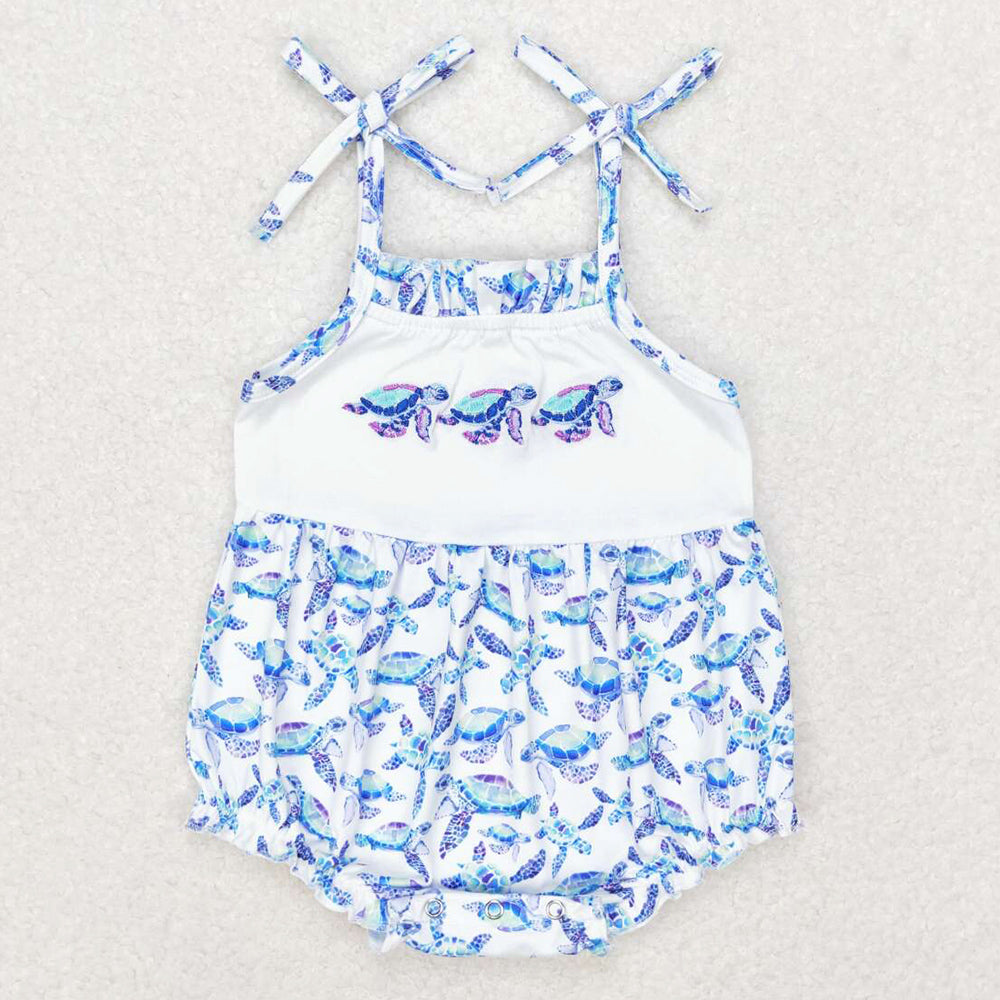 Baby Girls Rompers Blue Turtles Summer Straps Rompers SR1651 SR165