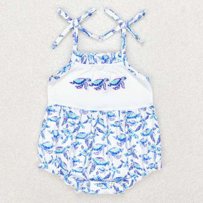 Baby Girls Rompers Blue Turtles Summer Straps Rompers SR1651 SR165