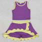Baby Girls Clothes Purple Yellow Vest Scallop Skirt Short Yoga Active Clothes Set GSD4015