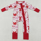 Baby Girls Rompers Red Bows Valentines Two Way Ruffle Zip Convertible Rompers LR2780 12.20