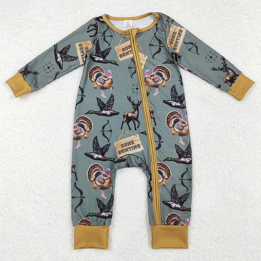 Baby Infant Boys Rompers Hunting Deers Ducks Bamboo Zip Rompers LR1680