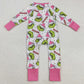 Baby Girls Rompers Green Faces Stars Ruffle Zipper Christmas Rompers LR2495 9.2