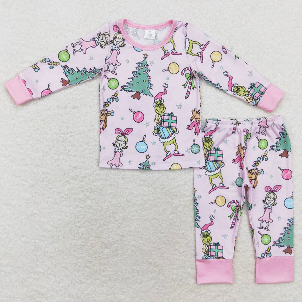 Baby Girls Pajamas Pink Christmas Cindy Shirt Pants Bamboo Pajamas Sets GLP1220