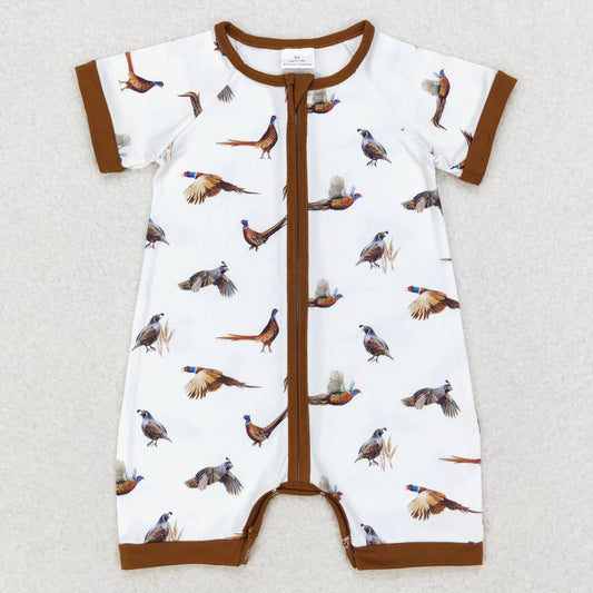 Baby Boys Rompers White Wild Chicken Short Sleeve Zip Rompers SR1657