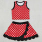 Baby Girls Clothes Red Polka Dots Vest Scallop Skirt Short Yoga Active Clothes Set GSD4080