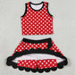 Baby Girls Clothes Red Polka Dots Vest Scallop Skirt Short Yoga Active Clothes Set GSD4080