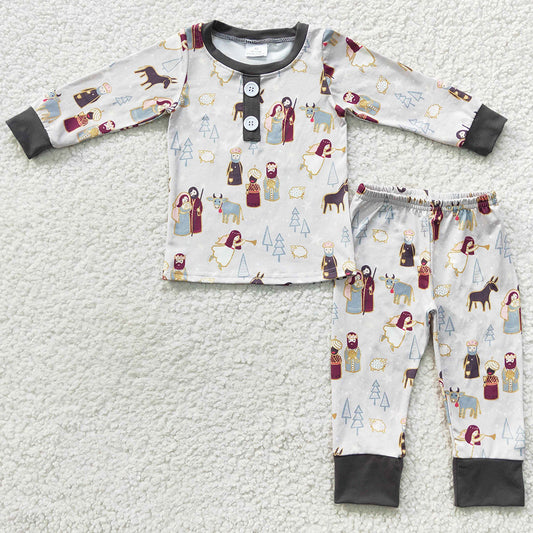 Hot Sale Boys Pajamas Long Sleeve Sleepwear Sets BLP0235