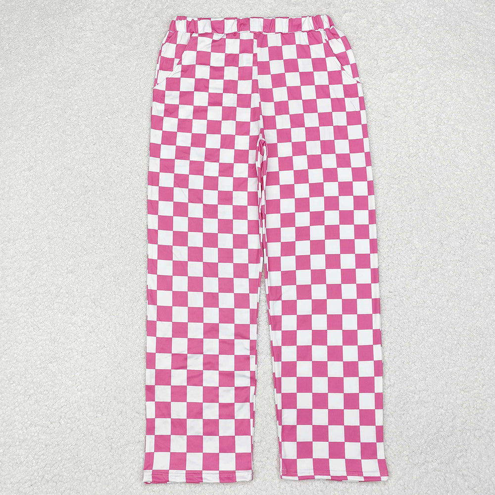 Adult Women Pants Pink Checkered Bottom Pants P0648