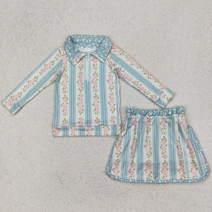 Baby Girls Clothes Flowers Zip Top Skirt Skort Bottoms Sets GLD1001 4.2