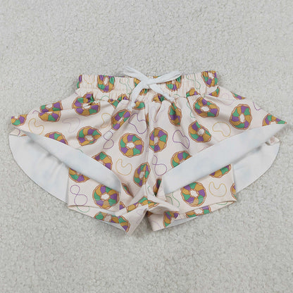 Baby Girls Shorts Mardi Gras Donuts Necklaces Yoga Active Shorts Bottoms SS0683 12.5