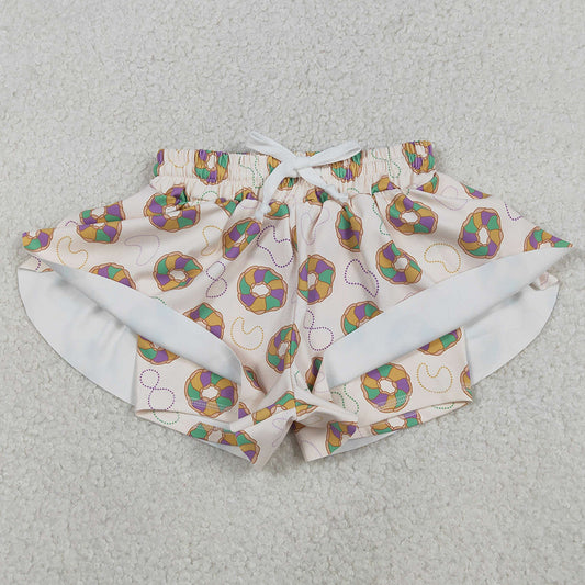 Baby Girls Shorts Mardi Gras Donuts Necklaces Yoga Active Shorts Bottoms SS0683 12.5