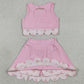 Baby Girls Clothes Light Pink Flowers Vest Bows Skirt Shorts Scallop Yoga Active Clothes Sets GSD3321