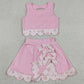 Baby Girls Clothes Light Pink Flowers Vest Bows Skirt Shorts Scallop Yoga Active Clothes Sets GSD3321