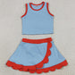Baby Girls Clothes Sleeveless Blue Red Vest Scallop Skirt Short Yoga Active Clothes Set GSD4020