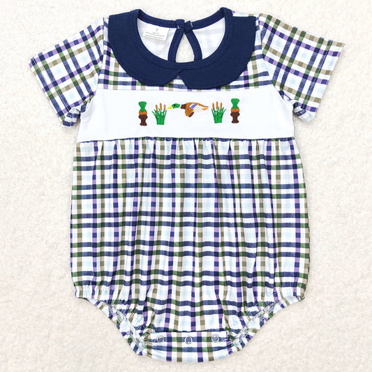 Baby Girls Rompers Gingham Short Sleeve Ducks Summer Rompers SR1242