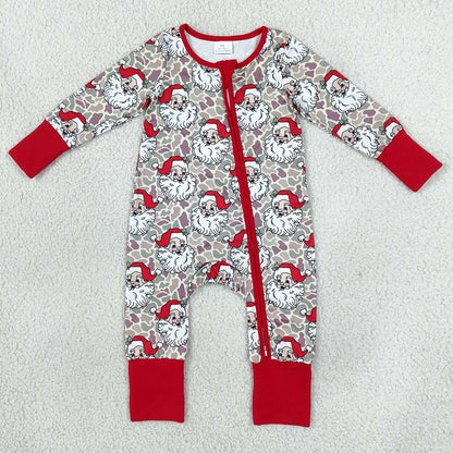 Sibling Baby Boys Girls Camo Santa Christmas Pajamas Zip Rompers