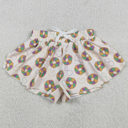 Baby Girls Shorts Mardi Gras Donuts Necklaces Yoga Active Shorts Bottoms SS0683 12.5