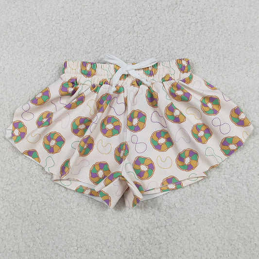 Baby Girls Shorts Mardi Gras Donuts Necklaces Yoga Active Shorts Bottoms SS0683 12.5