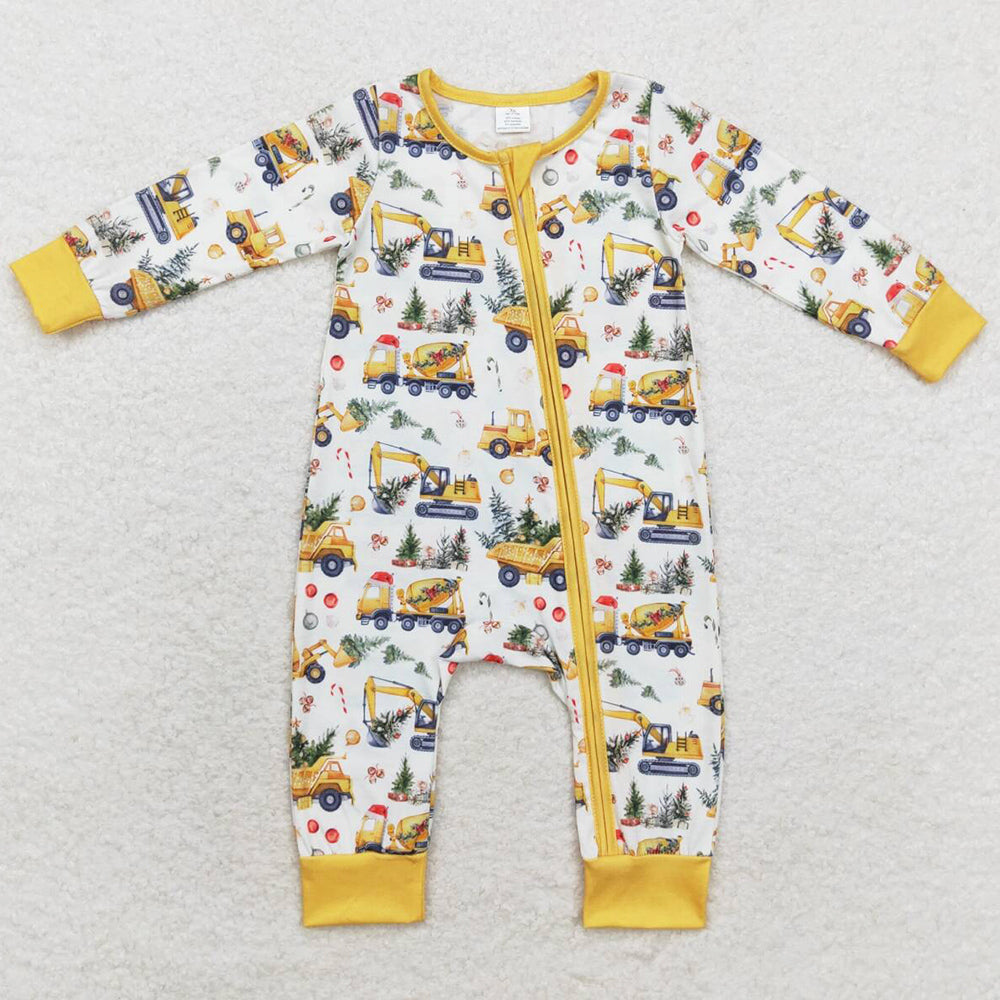 Baby Infant Boys Rompers Digger Christmas Tree Long Sleeve Bamboo Rompers LR1332