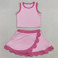 Baby Girls Clothes Sleeveless Pink Vest Scallop Skirt Short Yoga Active Clothes Sets GSD4019
