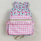 Baby Kids Girls Backpacks Pink Flowers Checkered Backpack Zip Back Bags BA0217