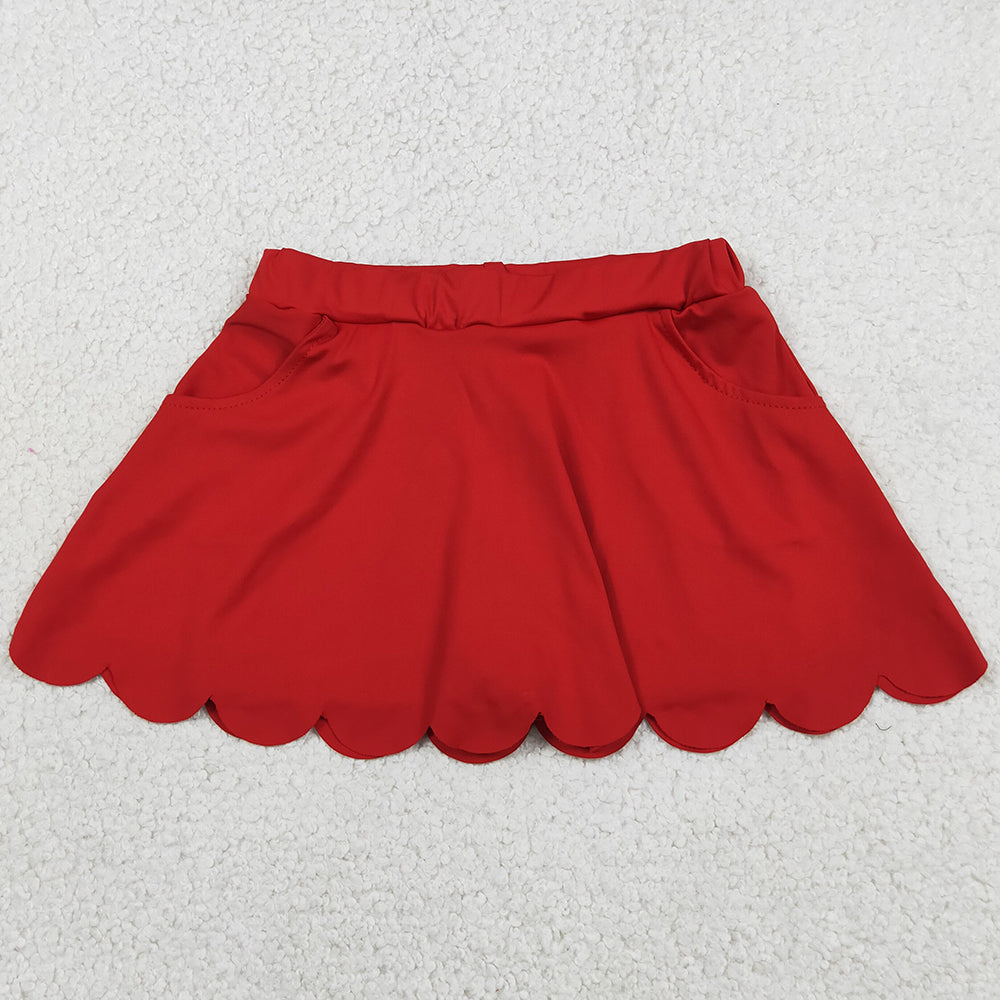 Baby Girls Red Pockets Yoga Active Scallop Skirt Shorts Bottom GLK0235