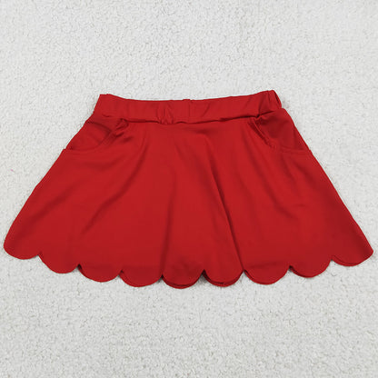 Baby Girls Red Pockets Yoga Active Scallop Skirt Shorts Bottom GLK0235