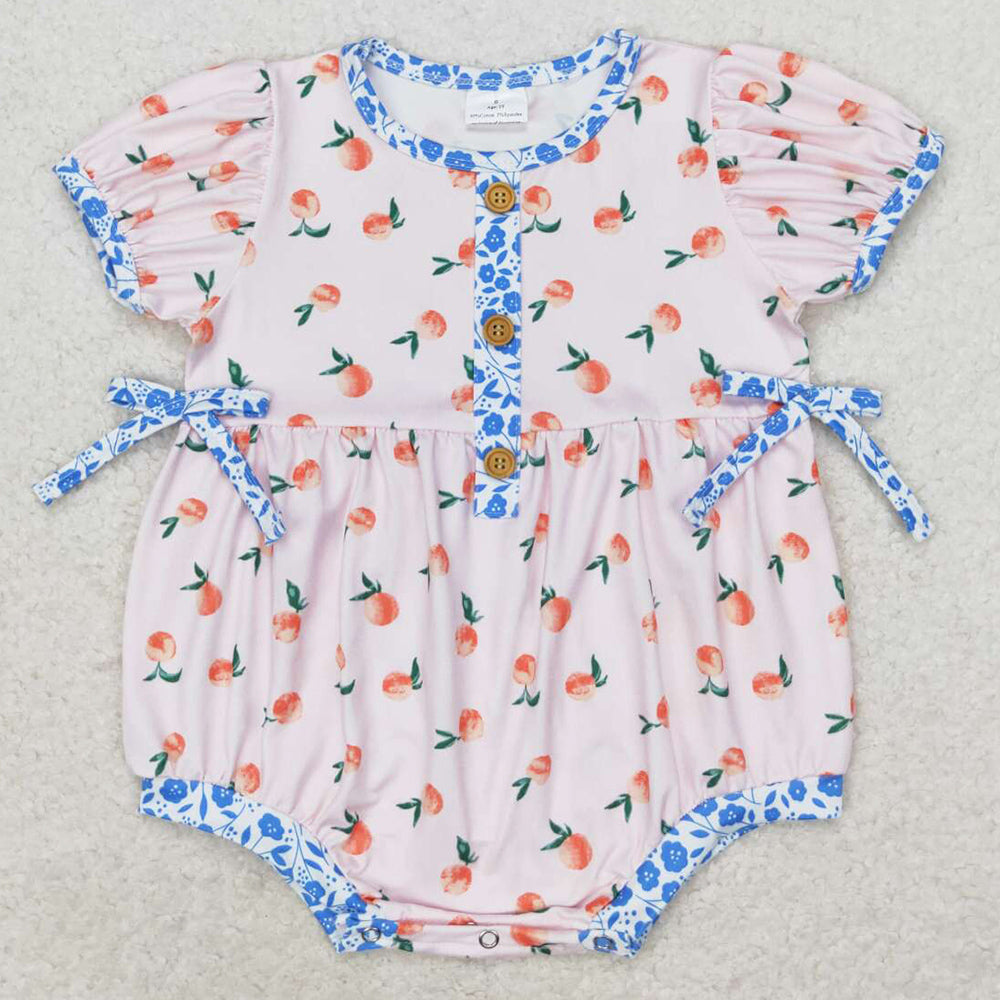 Baby Infant Girls Rompers Small Peaches Short Sleeve Rompers SR1425