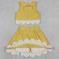 Baby Girls Dress Yellow Vest Top Bows Skirt Shorts Yoga Active Scallop Clothes Sets GSD3324