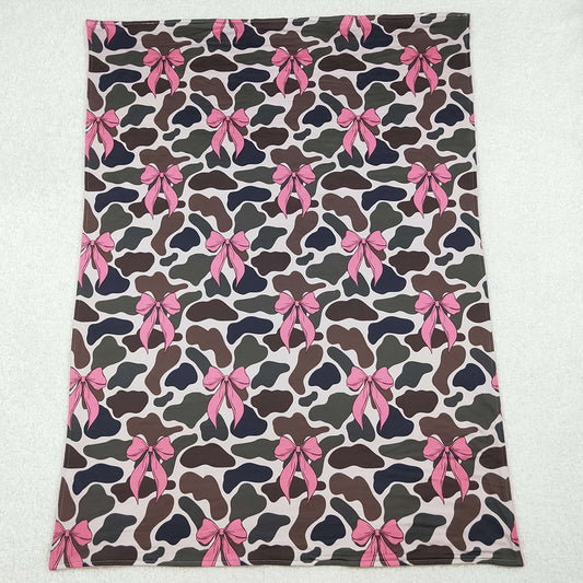 Baby Kids Children Blankets Girls Pink Bows Camouflage Minky Blankets BL0189 10.14
