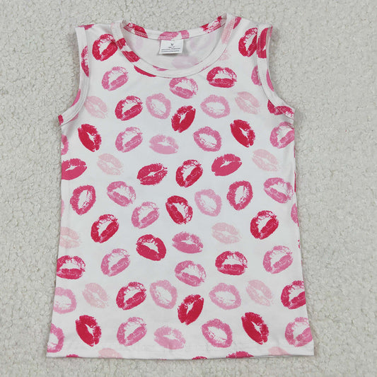 Baby Girls Clothes Sleeveless Pink Mouths Valentines Vest Tops GT1419 12.22