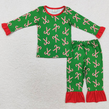 Baby Girls Pajamas Christmas Candy Cane Top Pants Bamboo Pajamas Sets GLP1387 BLP0599