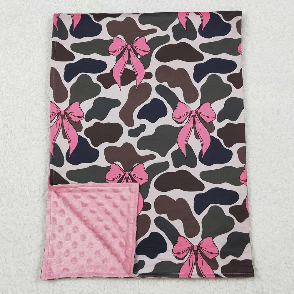 Baby Kids Children Blankets Girls Pink Bows Camouflage Minky Blankets BL0189 10.14