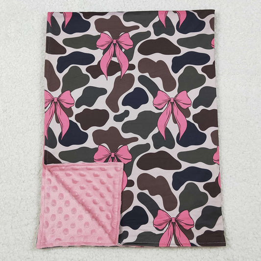 Baby Kids Children Blankets Girls Pink Bows Camouflage Minky Blankets BL0189 10.14