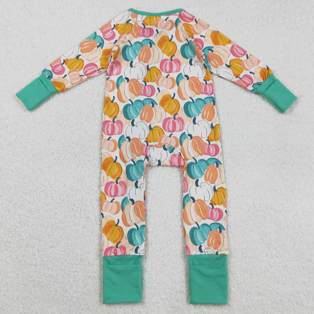 Baby Boys Rompers Colorful Pumpkins Plaid Fall Zipper Footie Rompers LR2552 9.2
