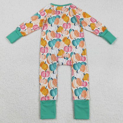 Baby Boys Rompers Colorful Pumpkins Plaid Fall Zipper Footie Rompers LR2552 9.2