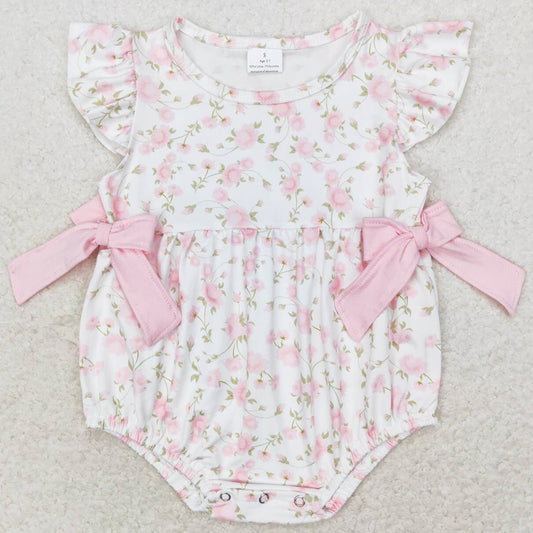 Baby Infant Girls Rompers Light Pink Flowers Bows Rompers SR1765