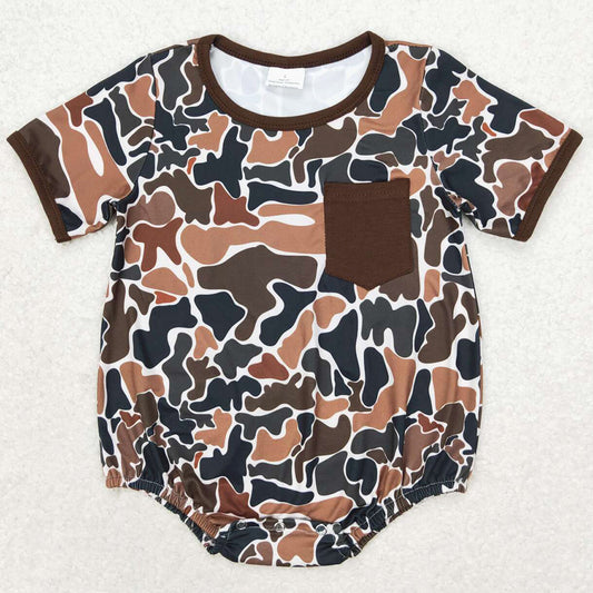 Baby Boys Rompers Summer Brown Camo Pocket Rompers SR1580