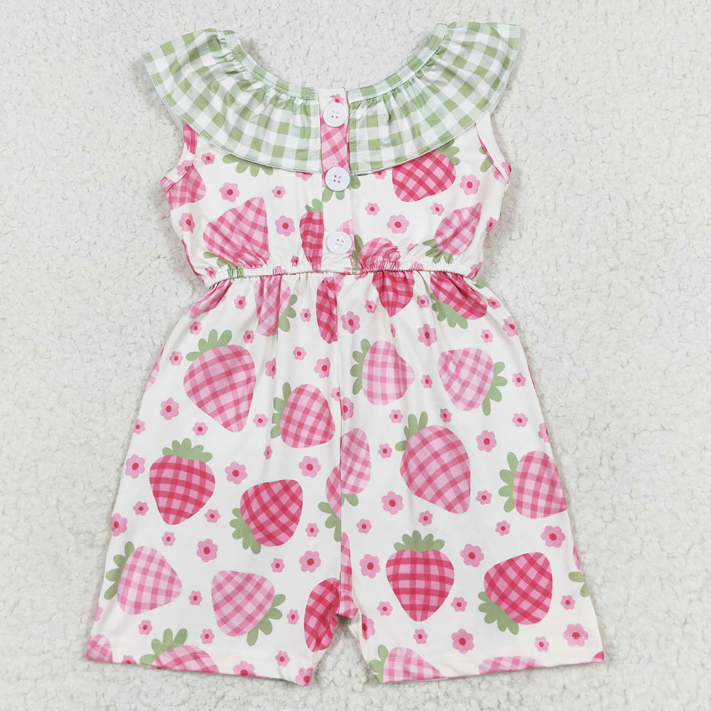 Baby Girls Jumpsuits Summer Strabwerry Pockets Jumpsuits Shorts SR1565