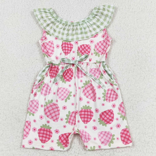 Baby Girls Jumpsuits Summer Strabwerry Pockets Jumpsuits Shorts SR1565