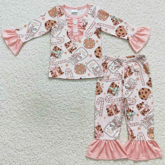 Baby Girls Pajamas Cookie Candy Milk Kids Girls Pajamas Christmas Sets GLP0727