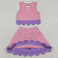 Baby Girls Clothes Pink Purple Vest Top Bows Skirt Shorts Yoga Active Scallop Clothes Sets GSD3319